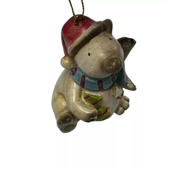 Christmas Polar Bear Ornament with Scarf & Hat Holiday Tree Décor Gift - Picture 3 of 5